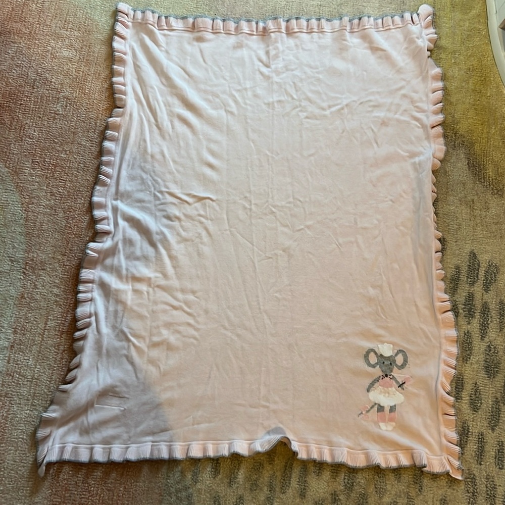 Elegant Baby Pink Baby Blanket ruffle border